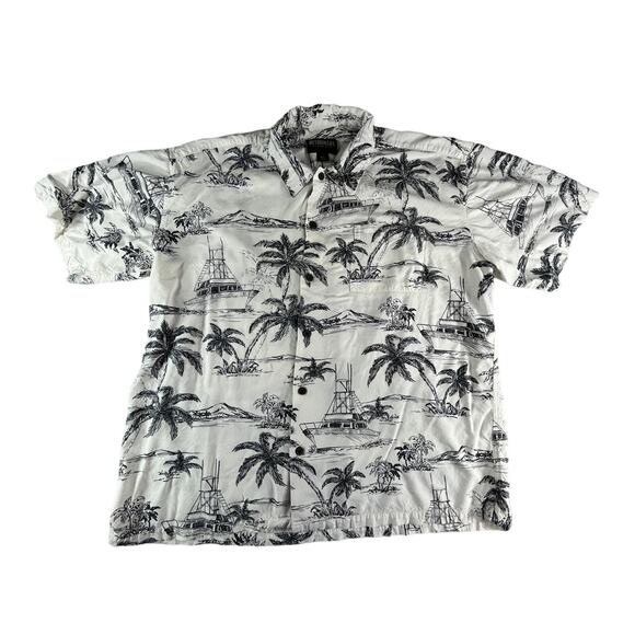 Outdoor Life Shirt Mens XL Button Down White Boat Beach Short Sleeve Rayon - Picture 1 of 7